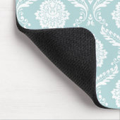 Rococo-Damask-Wiederholungsmuster Weiß auf Entenei Mousepad (Ecke)