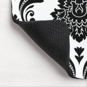 Rococo-Damasken-Versatzmuster Schwarz auf Weiß Mousepad (Ecke)