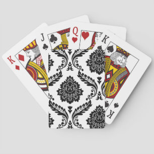 Rococo-Damasken-Versatzmuster Schwarz auf Weiß Spielkarten