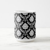 Rococo-Damaskenmuster Weiß auf Schwarz Kaffeetasse (Mittel)