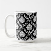 Rococo-Damaskenmuster Weiß auf Schwarz Kaffeetasse (Links)