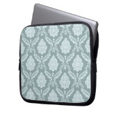 Rococo-Damaskmuster Entenei-Blau+Türkis Laptopschutzhülle (Vorderseite Links)