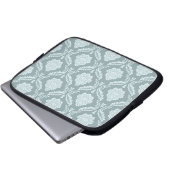 Rococo-Damaskmuster Entenei-Blau+Türkis Laptopschutzhülle (Vorne Knopf)