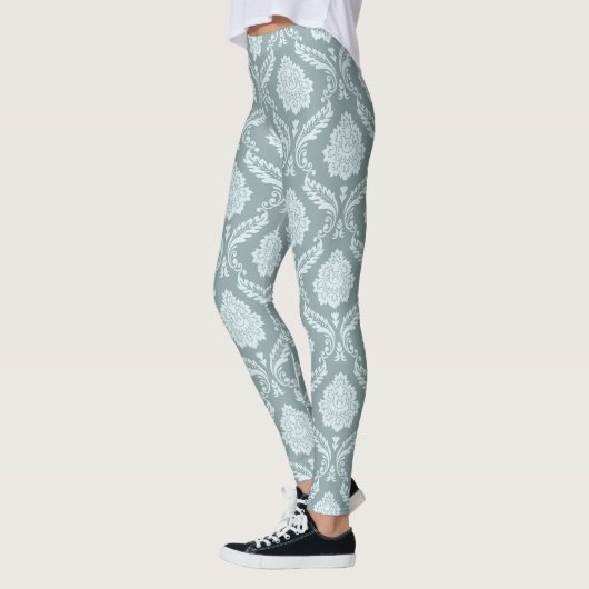 Rococo-Damaskmuster Enteneierblau+Türkis Leggings (Links)