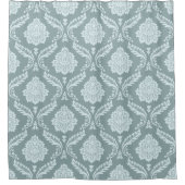 Rococo-Damaskmuster Entengrau+Türkis Duschvorhang (Vorderseite)