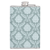 Rococo-Damaskmuster Entente-Ei Blau+Türkis Flachmann (Rückseite)