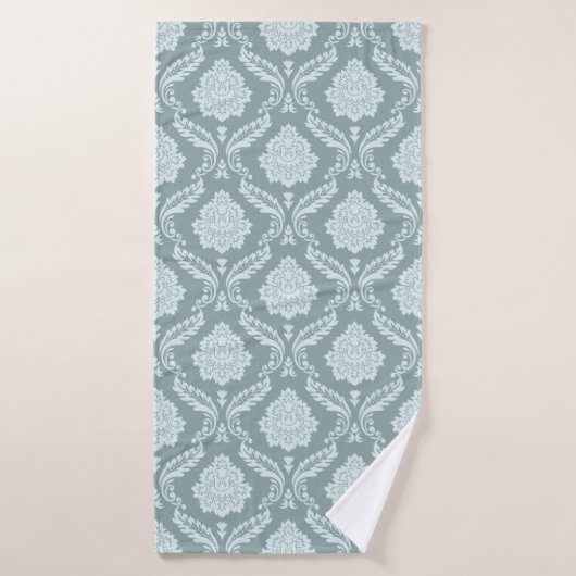 Rococo-Damaskmuster Ententeichblau+Türkis Badehandtuch (Badehandtuch)