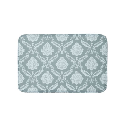 Rococo-Damaskmuster Ententeichblau+Türkis Badematte (Vorderseite)