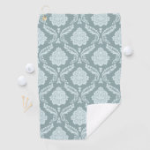Rococo-Damaskmuster Ententeichblau+Türkis Golfhandtuch (Insitu)