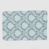 Rococo-Damaskmuster Ententeichblau+Türkis Golfhandtuch (Horizontal)