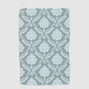 Rococo-Damaskmuster Ententeichblau+Türkis Golfhandtuch
