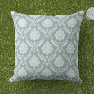 Rococo-Damaskmuster Ententeichblau+Türkis Kissen