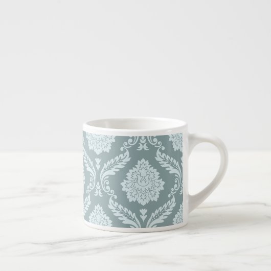 Rococo-Damaskmuster Ententenei Blau+Türkis Espressotasse (Rechts)