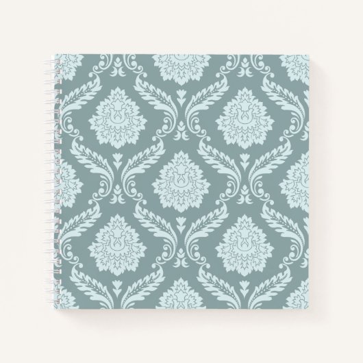 Rococo-Damaskmuster Ententenei Blau+Türkis Notizblock (Vorderseite)