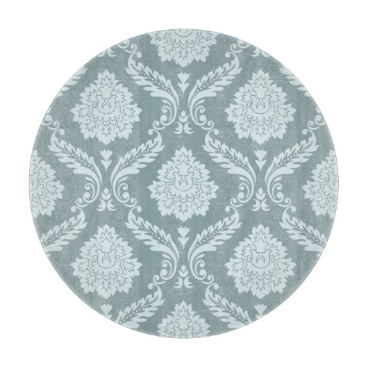 Rococo-Damaskmuster Ententenei Blau+Türkis Schneidebrett (Vorderseite)