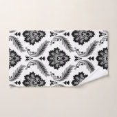 Rococo-Damaskmuster Grau Schwarz Weiß Badhandtuch Set (Handtuch)