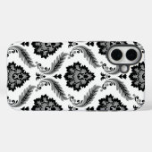 Rococo-Damaskmuster Grau Schwarz Weiß Case-Mate iPhone Hülle (Rückseite (Horizontal))