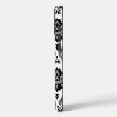 Rococo-Damaskmuster Grau Schwarz Weiß Case-Mate iPhone Hülle (Rückseite / Links)