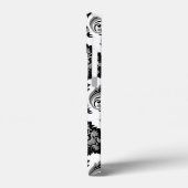 Rococo-Damaskmuster Grau Schwarz Weiß Case-Mate iPhone Hülle (Rückseite / Links)