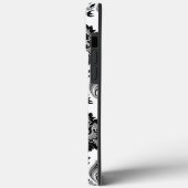 Rococo-Damaskmuster Grau Schwarz Weiß Case-Mate iPhone Hülle (Rückseite / Links)