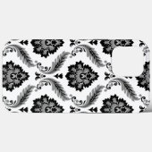 Rococo-Damaskmuster Grau Schwarz Weiß Case-Mate iPhone Hülle (Rückseite (Horizontal))