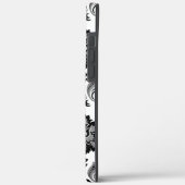 Rococo-Damaskmuster Grau Schwarz Weiß Case-Mate iPhone Hülle (Rückseite / Links)