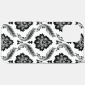 Rococo-Damaskmuster Grau Schwarz Weiß Case-Mate iPhone Hülle (Rückseite (Horizontal))