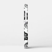 Rococo-Damaskmuster Grau Schwarz Weiß Case-Mate iPhone Hülle (Rückseite / Links)