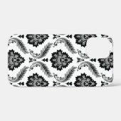 Rococo-Damaskmuster Grau Schwarz Weiß Case-Mate iPhone Hülle (Rückseite (Horizontal))
