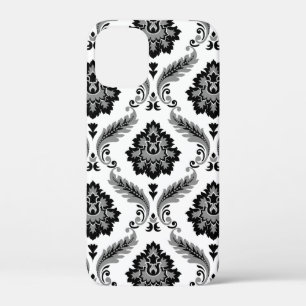 Rococo-Damaskmuster Grau Schwarz Weiß Case-Mate iPhone Hülle