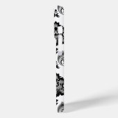 Rococo-Damaskmuster Grau Schwarz Weiß Case-Mate iPhone Hülle (Rückseite / Links)