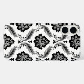 Rococo-Damaskmuster Grau Schwarz Weiß Case-Mate iPhone Hülle (Rückseite (Horizontal))