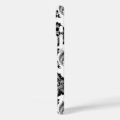 Rococo-Damaskmuster Grau Schwarz Weiß Case-Mate iPhone Hülle (Rückseite / Links)