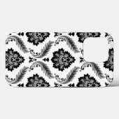 Rococo-Damaskmuster Grau Schwarz Weiß Case-Mate iPhone Hülle (Rückseite (Horizontal))