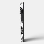 Rococo-Damaskmuster Grau Schwarz Weiß Case-Mate iPhone Hülle (Rückseite / Links)