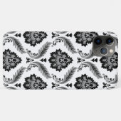 Rococo-Damaskmuster Grau Schwarz Weiß Case-Mate iPhone Hülle (Rückseite (Horizontal))