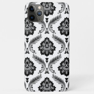 Rococo-Damaskmuster Grau Schwarz Weiß Case-Mate iPhone Hülle