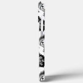 Rococo-Damaskmuster Grau Schwarz Weiß Case-Mate iPhone Hülle (Rückseite / Links)