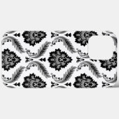 Rococo-Damaskmuster Grau Schwarz Weiß Case-Mate iPhone Hülle (Rückseite (Horizontal))