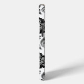 Rococo-Damaskmuster Grau Schwarz Weiß Case-Mate iPhone Hülle (Rückseite / Links)