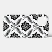 Rococo-Damaskmuster Grau Schwarz Weiß Case-Mate iPhone Hülle (Rückseite (Horizontal))