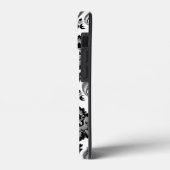 Rococo-Damaskmuster Grau Schwarz Weiß Case-Mate iPhone Hülle (Rückseite / Links)