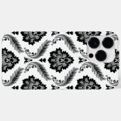 Rococo-Damaskmuster Grau Schwarz Weiß Case-Mate iPhone Hülle (Rückseite (Horizontal))