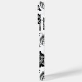 Rococo-Damaskmuster Grau Schwarz Weiß Case-Mate iPhone Hülle (Rückseite / Links)