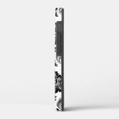 Rococo-Damaskmuster Grau Schwarz Weiß Case-Mate iPhone Hülle (Rückseite / Links)