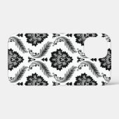Rococo-Damaskmuster Grau Schwarz Weiß Case-Mate iPhone Hülle (Rückseite (Horizontal))
