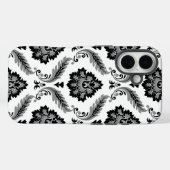 Rococo-Damaskmuster Grau Schwarz Weiß Case-Mate iPhone Hülle (Rückseite (Horizontal))