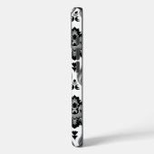 Rococo-Damaskmuster Grau Schwarz Weiß Case-Mate iPhone Hülle (Rückseite / Links)