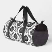 Rococo-Damaskmuster Grau Schwarz Weiß Duffle Bag (Rechte Ecke)