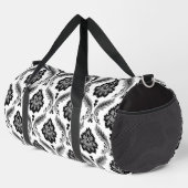 Rococo-Damaskmuster Grau Schwarz Weiß Duffle Bag (Rechte Ecke)